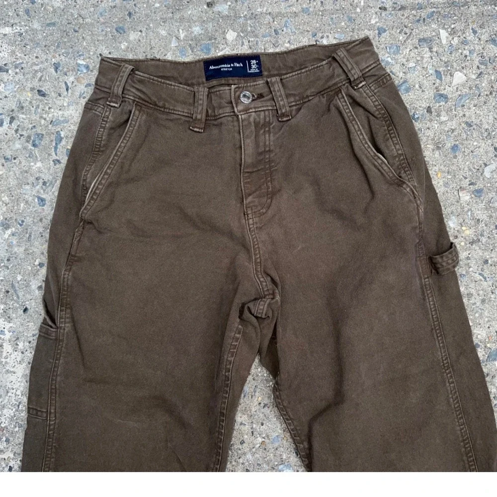 Abercrombie & Fitch Mens Carpenter Pants 26x26 Brown Stretch Canvas Utility Work